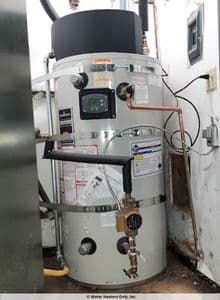 A commercial gas water heater installation.